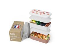 monbento - Lunch Box Original graphic rose Poppy - Lunch Box Micro Ondable pour Adultes - Boite Lunch Hermétique 2 étages - Idéal pour Travail/Pique-niques - Sans BPA - Made in France - Coquelicots