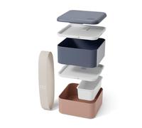 monbento - Lunch box Square bleu/rose - Grande Bento Box Hermétique 2 Compartiments - Compatible Micro-ondes & Lave-vaisselle - Idéal pour Travail/Pique-nique - Sans BPA et Durable - Made in France