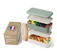 monbento - MB Original bento box verte Natural Green Made in France - Lunch box hermétique 2 étages - Boîte repas idéale pour le travail/école - sans BPA - durable et sûre