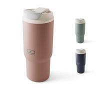 MONBENTO - Mug Isotherme Travel Mug L rose Moka - Tumbler avec Paille 600 ml - Garde les Boissons Chaudes/Froides - Gourde avec Bouchon Double Ouverture - Idéal pour le Café, Infusion, Thé Glacé