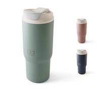 MONBENTO - Mug Isotherme Travel Mug L vert Natural - Tumbler avec Paille 600 ml - Garde les Boissons Chaudes/Froides - Gourde avec Bouchon Double Ouverture - Idéal pour le Café, Infusion, Thé Glacé
