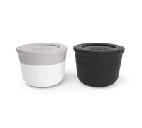 MONBENTO - Récipients à Sauce Lunch Box MB Temple S Coton et Onyx - Petits Pots avec Couvercle pour Sauces - Hermétiques - Compatibles avec Bento Box MB Original & MB Square - Gris et Noir