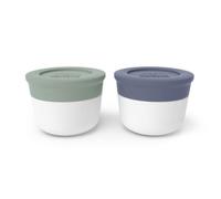 MONBENTO - Récipients à Sauce Lunch Box MB Temple S Natural - Petits Pots avec Couvercle pour Sauces - Hermétiques - Réutilisables - Compatibles avec Bento Box MB Original & MB Square - Vert et Bleu