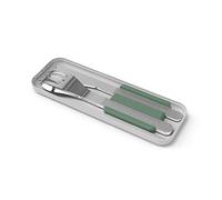 monbento - Set Couverts Lunch Box Slim Natural Vert - 3 Pièces Fourchette Couteau Cuillère - Couverts Nomades pour Bentos MB Original et MB Square - Travail/Ecole/Pique-Nique - Inox -