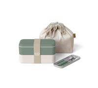 MONBENTO - Set Lunch box Natural - avec Bento Box MB Original à Compartiments Made in France, Set Couverts Inox MB Slim Box, Lunch Bag MB Pochette M - Sans BPA - Durable et Sûr - Vert
