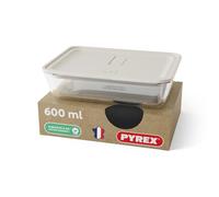 monbento x Pyrex - Boîte de Conservation en Verre MB Prep - 600ml - Récipient Borosilicate Hermétique, Batch Cooking, Fabriqué en France, Four, Micro-ondes, Sans BPA - Beige