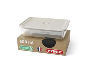 monbento x Pyrex - Boîte de Conservation en Verre MB Prep - 600ml - Récipient Borosilicate Hermétique, Batch Cooking, Fabriqué en France, Four, Micro-ondes, Sans BPA - Beige