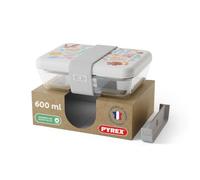 monbento x Pyrex Lunch Box en Verre Fabriquée en France, Bento Hermétique - MB Pure - 600 ml, Boîte Repas Micro-Ondable Avec Séparateur, Compatible Four et Lave-Vaisselle - Graphic Papercut
