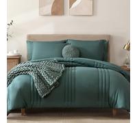 Monbix Parure de lit 7 pièces Bed in a Bag pour très Grand lit, Toutes Saisons légère et Moelleuse avec Couette, draps, taies d'oreiller et Couvre-oreillers (Vert foncé, très Grand lit, 259,1 x 228,6