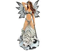 MONDE FEERIQUE - Grande Statuette Fée avec Tigre Blanc - 36cm
