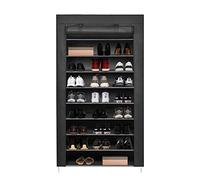 Mondeer Armoire à Chaussures 9 Couches Etagères de Rangement pour 45 Paires de Chaussures Armoire en Tissus Rangement de Chaussures Étanche Étagères à Chaussures Noir 88 * 28 * 160cm (avec Housse)