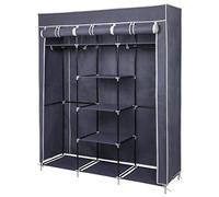 Mondeer Armoire en Tissu Penderie de Vêtement en Toile Mobilier de Chambre Rangement de Vêtements Unique Tringles à Vêtements (Gris)