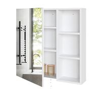 Mondeer Armoire Miroir de Salle de Bain, Verre Bois d'ingénierie, Blanc, 65 x 15 x 65 cm