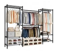 Mondeer Armoire Ouverte, Portant à Vêtements Coulissant en Métal (Noir)