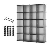 Mondeer Armoire Penderie Portable 20 Compartiments,Plastique,Modulaire,Gris