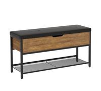 Mondeer Banc à Chaussures avec Coussin, Banc de Rangement avec Angle D'étagère Réglable Style Industriel Pour Entrée Couloir Chambre, 96 x 30 x 50 cm, Marron Rustique et Noir