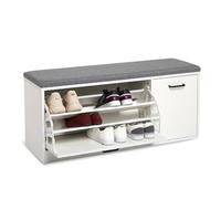 Mondeer Banc à Chaussures, Meuble de Rangement pour Chaussures Coussin Rembourré en Bois pour Entrées Couloirs, 100 x 30 x 46 cm (Blanc)