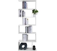 Mondeer Bibliothèque en Bois,-Étagère de 6 Niveaux contemporaine -Cloison pour séparer la pièce - Blanc