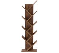 Mondeer Bibliothèque en Forme d'arbre, Étagère à 8 Niveaux, 40x20x127cm | Étagère originale pour CD et vinyles. Gain de place. Idéale pour salon, bureau. Brun Rustique Design moderne