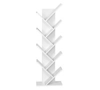 Mondeer Bibliothèque en forme d'arbre, Étagère à 8 Niveaux, 40x20x127cm | Étagère originale pour CD et vinyles. Gain de place. Idéale pour salon, bureau. Blanc Design moderne