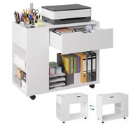 Mondeer Caisson de Bureau à 1 Tiroirs, Cloison Réglable et Roulettes,Blanc | Meuble de Rangement Dossier, Compartiments Ouverts, Placard de Rangement Mobile,70 x 36 x 60 cm