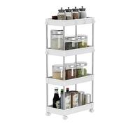 Mondeer Chariot de Rangement, Desserte à roulettes à 4 Niveaux, roulettes, Multifonctionnelle, Adapté pour Bureaux, Cuisines et Salles de Bains, W22 x D40 x H85cm, Blanc
