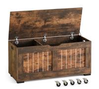 Mondeer Coffre de Rangement, Banc de Rangement avec 4 Roues et 2 Charnières de Sécurité, 40 x 100 x 49 cm, pour Couloir Chambre Salon, Marron Rustique