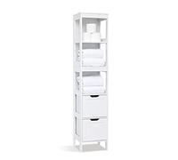Mondeer - Colonne Salle de Bain - Moderne Meuble - 2 Tiroirs 3 Étagères, Peinture en MDF, 30 x 30 x 144 cm Rangement pour Cuisine Salon, Blanc