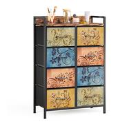 Mondeer Commode 8 Tiroirs en Tissu Fleuri,Meuble de Rangement Cadre Acier avec Panneau Latéral pour Chambre/Salon,66.5x30x105.5cm