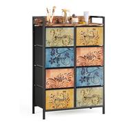 Mondeer Commode 8 tiroirs en Tissu, Motif bohème Vintage, 66.5x30x105.5 cm