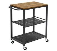 Mondeer Desserte de Style Industriel, Vintage Chariot de Service avec 3 Niveaux Plateau et 4 roulettes pour Cuisine et Salon, 60 x 40 x 76.5 cm, Marron Rustique et Noir