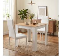 Mondeer Ensemble Table à Manger Carrée avec 2 Chaises Simili Cuir, Table et Chaises Gain de Place, 80x80cm, Chêne Rouge et Blanc