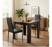 Mondeer Ensemble Table à Manger Carrée avec 2 Chaises Simili Cuir Table et Chaises pour Salle à Manger 80x80cm Marron Rustique Noir