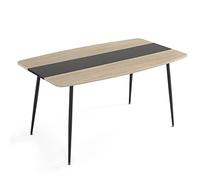 Mondeer Esstisch Table à Manger, Panneau de Particules E1, Verre trempé, métal, chêne, B150 x H76,5 x T85 cm