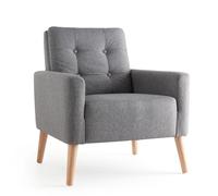 Mondeer Fauteuil de Salon,Fauteuil 1 Place en Tissu,Pieds en Bois Massif