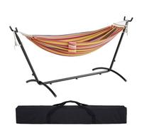 Mondeer Hamac 270kg Double Extérieur sur Pied avec Support | Cadre Robuste Réglable et Sac de Transport| pour Jardin/Camping, Rouge