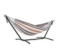 Mondeer Hamac avec Support d'extérieur de Camping Portable, Hammack sur Pied pour Le Camping, la Plage et Les Voyages, 200 kg Capacité de Charge, Brun Jaunâtre