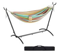 Mondeer Hamac avec Support, Double Bohème hamac sur Pied Portable avec Cadre Robuste Réglable, Charge Maximale 270kg, Adapté Terrasses Extérieures, Patios Jardins (Vert)