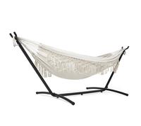 Mondeer Hamac Bohème Double Extérieur sur Pied avec Support | Charge Max 200kg | Cadre Fer Réglable + Sac de Transport | Beige