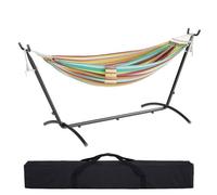 Mondeer Hamac avec Support, Double Bohème hamac sur Pied Portable avec Cadre Robuste Réglable, Charge Maximale 270kg, Adapté Terrasses Extérieures, Patios Jardins (Vert)