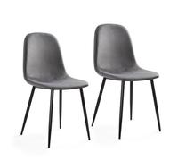 Mondeer Lot de 2 Chaise Salle à Manger Velours,Chaises de Cuisine,Gris