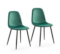 Mondeer Lot de 2 Chaise Salle à Manger Velours,Chaises de Cuisine,Vert | Assise Rembourrée,Pieds en Métal, Moderne,Salle à Manger ,Salon