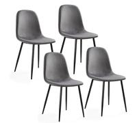 Mondeer Lot de 4 Chaise Salle à Manger Velours,Chaises de Cuisine,Gris | Assise Rembourrée,Pieds en Métal, Moderne,Salle à Manger ,Salon