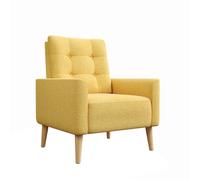Mondeer Meerveil - Fauteuil - Canapé 1 Place en Polyester avec Pieds en Bois Massif Style Scandinave pour Chambre Salon Balcon Bureau (Jaune)