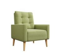 Mondeer Meerveil - Fauteuil - Canapé 1 Place en Polyester avec Pieds en Bois Massif Style Scandinave pour Chambre Salon Balcon Bureau (Vert)