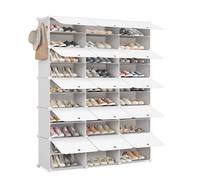 Mondeer Meuble à Chaussures 15 Cases 60 Paires, Étagère à Chaussures Portable Modulable avec Crochets Latéral pour Entrée, Blanc