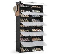 Mondeer Meuble Chaussures, Étagère à Chaussures 10 Compartiments pour 40 Paires de Chaussure, Étagère de Rangement Portable Modulable avec Crochet, pour Entrée Salon Chambre (Noir)