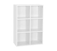 Mondeer Meuble de Rangement, Bibliothèque en Bois de 6 casiers, Étagère de Rangement à 3 Niveaux, pour Salon, Bureau, Salle d’étude, Blanc
