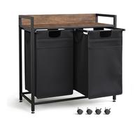 Mondeer Panier à linge 2 compartiments Collecteur de linge avec étagère et 2 sacs à linge 2x50L extensible amovible