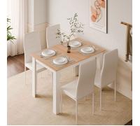 Mondeer table à manger avec 4 chaises, ensemble table et chaise pour salle à manger, contemporain, 120x80x75 cm,chêne rouge et blanc